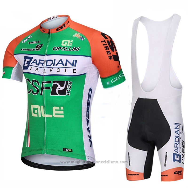 2018 Abbigliamento Ciclismo Bardiani Csf Verde Manica Corta Salopette